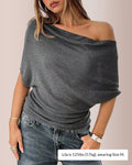 Willluxe® Slouchy One-Shoulder Ruched Batwing T-Shirt