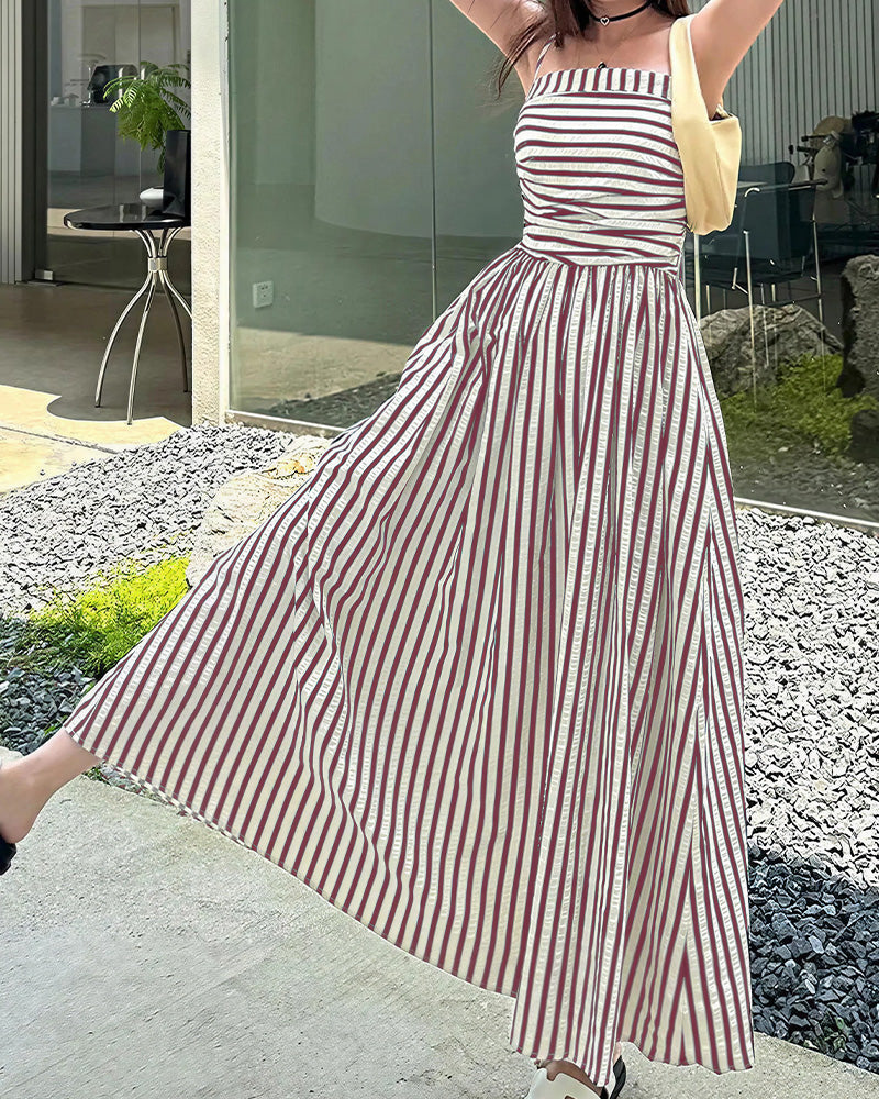 Willluxe® Breezy Summer Nights Striped Off-Shoulder Maxi Dress