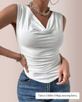 Willluxe® Ruched Ruffle Trim Sleeveless Top
