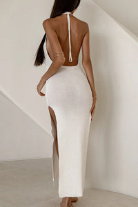 Willluxe® Open-Back Knit Maxi Dress With High Slit