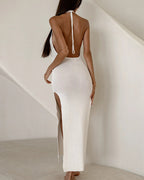 Willluxe® Open-Back Knit Maxi Dress With High Slit