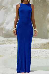 Willluxe® Shimmer Open Back Knit Maxi Dress