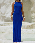 Willluxe® Shimmer Open Back Knit Maxi Dress