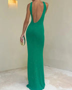 Willluxe® Shimmer Open Back Knit Maxi Dress
