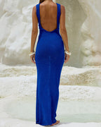Willluxe® Shimmer Open Back Knit Maxi Dress