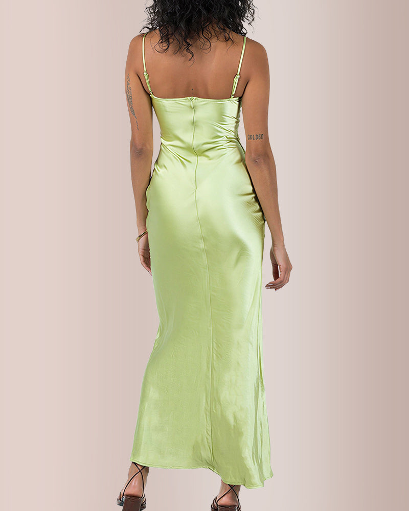 Willluxe® Floral Embroidered Satin Slip Maxi Dress