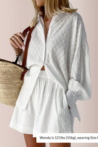 Willluxe® Effortless Textured Puff Sleeve Shirt & Shorts Lounge Set
