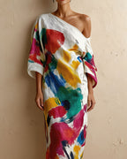 Willluxe® One-Shoulder Abstract Print Maxi Dress