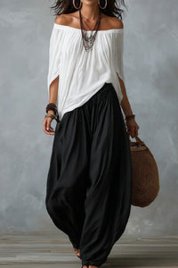 Willluxe® Off Shoulder Top And Loose-Fitting Lantern Pants Set