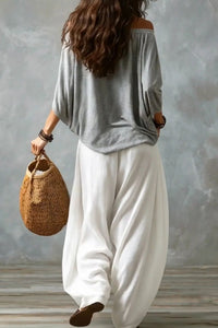 Willluxe® Off Shoulder Top And Loose-Fitting Lantern Pants Set