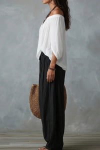 Willluxe® Off Shoulder Top And Loose-Fitting Lantern Pants Set