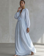 Willluxe® Deep V-neck Three-dimensional Floral Maxi Dress