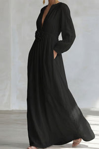 Willluxe® Deep V-neck Three-dimensional Floral Maxi Dress