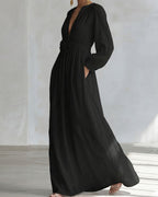 Willluxe® Deep V-neck Three-dimensional Floral Maxi Dress