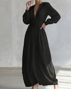 Willluxe® Deep V-neck Three-dimensional Floral Maxi Dress