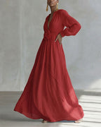 Willluxe® Deep V-neck Three-dimensional Floral Maxi Dress