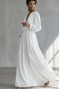 Willluxe® Deep V-neck Three-dimensional Floral Maxi Dress