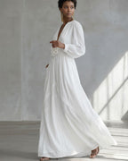 Willluxe® Deep V-neck Three-dimensional Floral Maxi Dress
