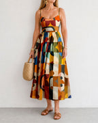 Willluxe® Geometric Print Midi Dress