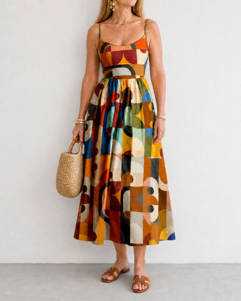 Willluxe® Geometric Print Midi Dress