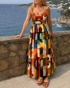 Willluxe® Geometric Print Midi Dress