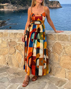Willluxe® Geometric Print Midi Dress