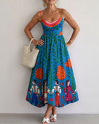 Willluxe® Folk Print Sleeveless Midi Dress