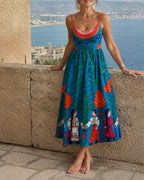 Willluxe® Folk Print Sleeveless Midi Dress