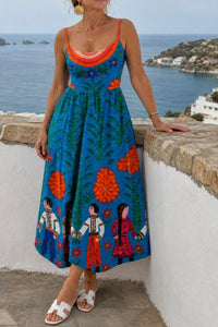 Willluxe® Folk Print Sleeveless Midi Dress