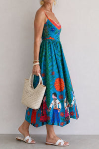 Willluxe® Folk Print Sleeveless Midi Dress