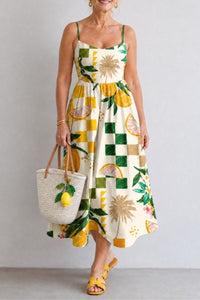 Willluxe® Citrus Print Sleeveless Midi Dress