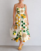 Willluxe® Citrus Print Sleeveless Midi Dress