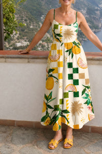 Willluxe® Citrus Print Sleeveless Midi Dress