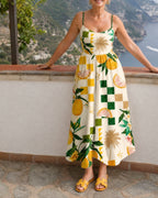 Willluxe® Citrus Print Sleeveless Midi Dress