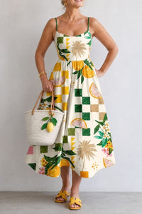 Willluxe® Citrus Print Sleeveless Midi Dress
