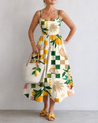 Willluxe® Citrus Print Sleeveless Midi Dress