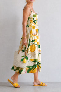 Willluxe® Citrus Print Sleeveless Midi Dress