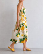 Willluxe® Citrus Print Sleeveless Midi Dress