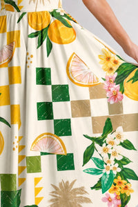 Willluxe® Citrus Print Sleeveless Midi Dress