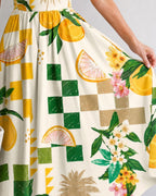 Willluxe® Citrus Print Sleeveless Midi Dress
