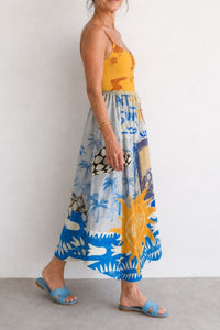 Willluxe® Coastal Print Sleeveless Midi Dress