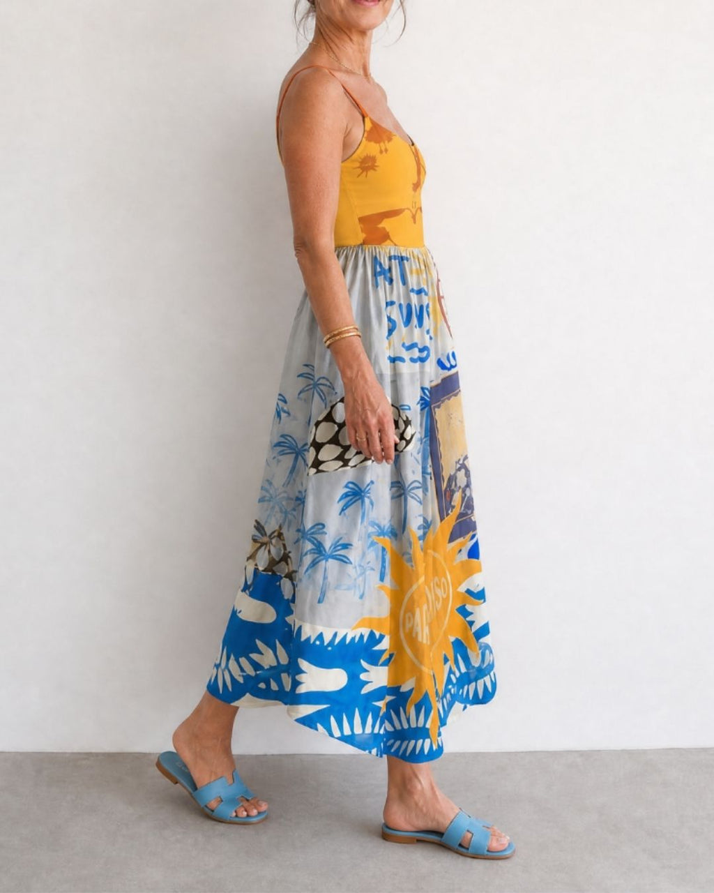 Willluxe® Coastal Print Sleeveless Midi Dress