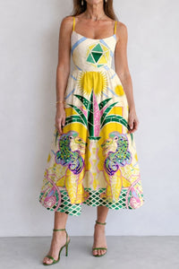 Willluxe® Geometric Lion Print Midi Dress