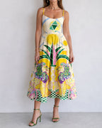 Willluxe® Geometric Lion Print Midi Dress