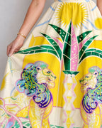 Willluxe® Geometric Lion Print Midi Dress