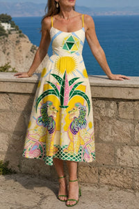 Willluxe® Geometric Lion Print Midi Dress