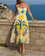 Willluxe® Geometric Lion Print Midi Dress
