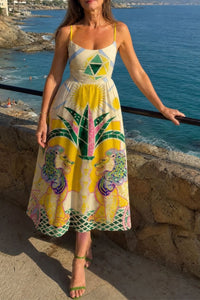 Willluxe® Geometric Lion Print Midi Dress