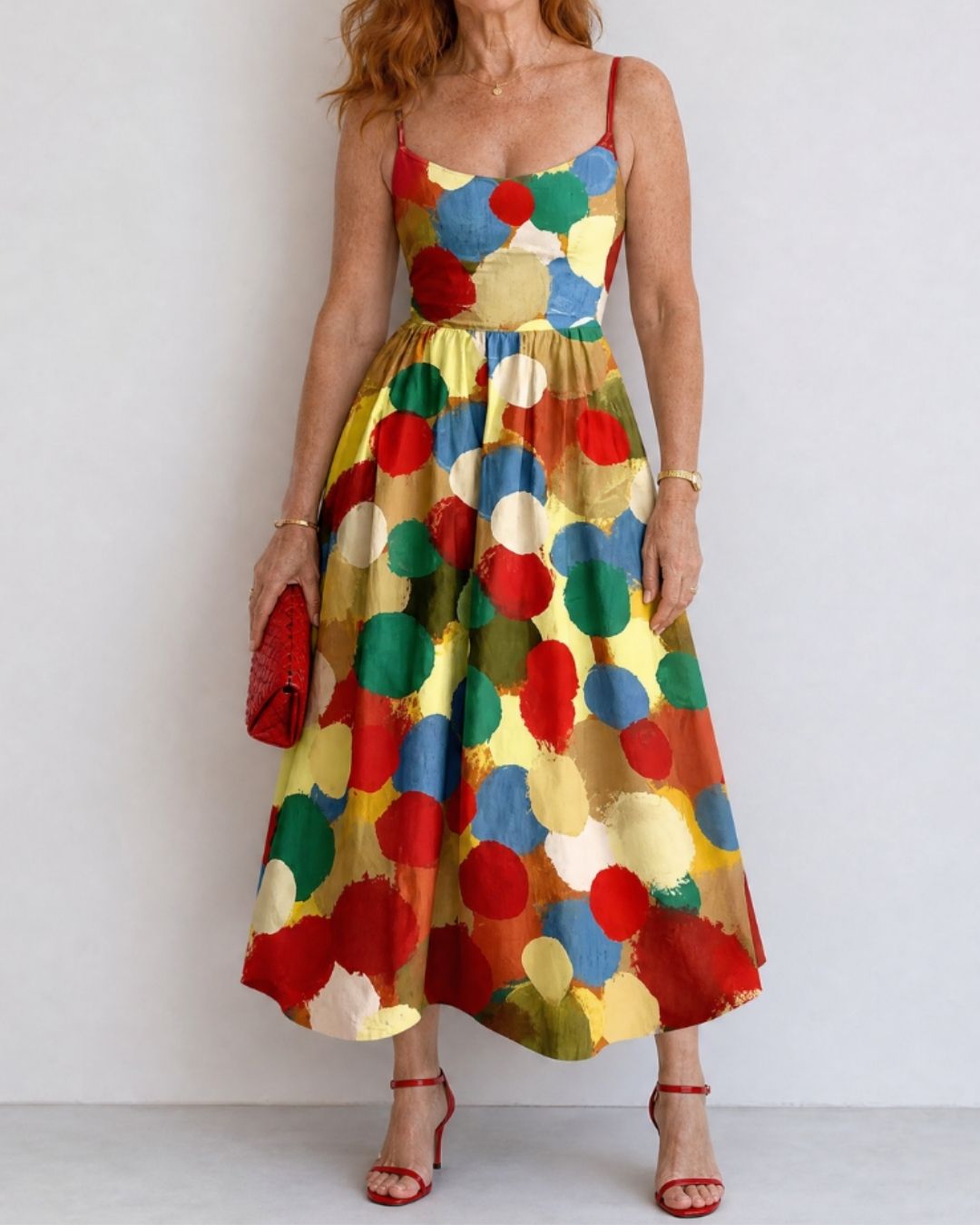 Willluxe® Polka Dot Print Midi Dress