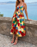 Willluxe® Polka Dot Print Midi Dress
